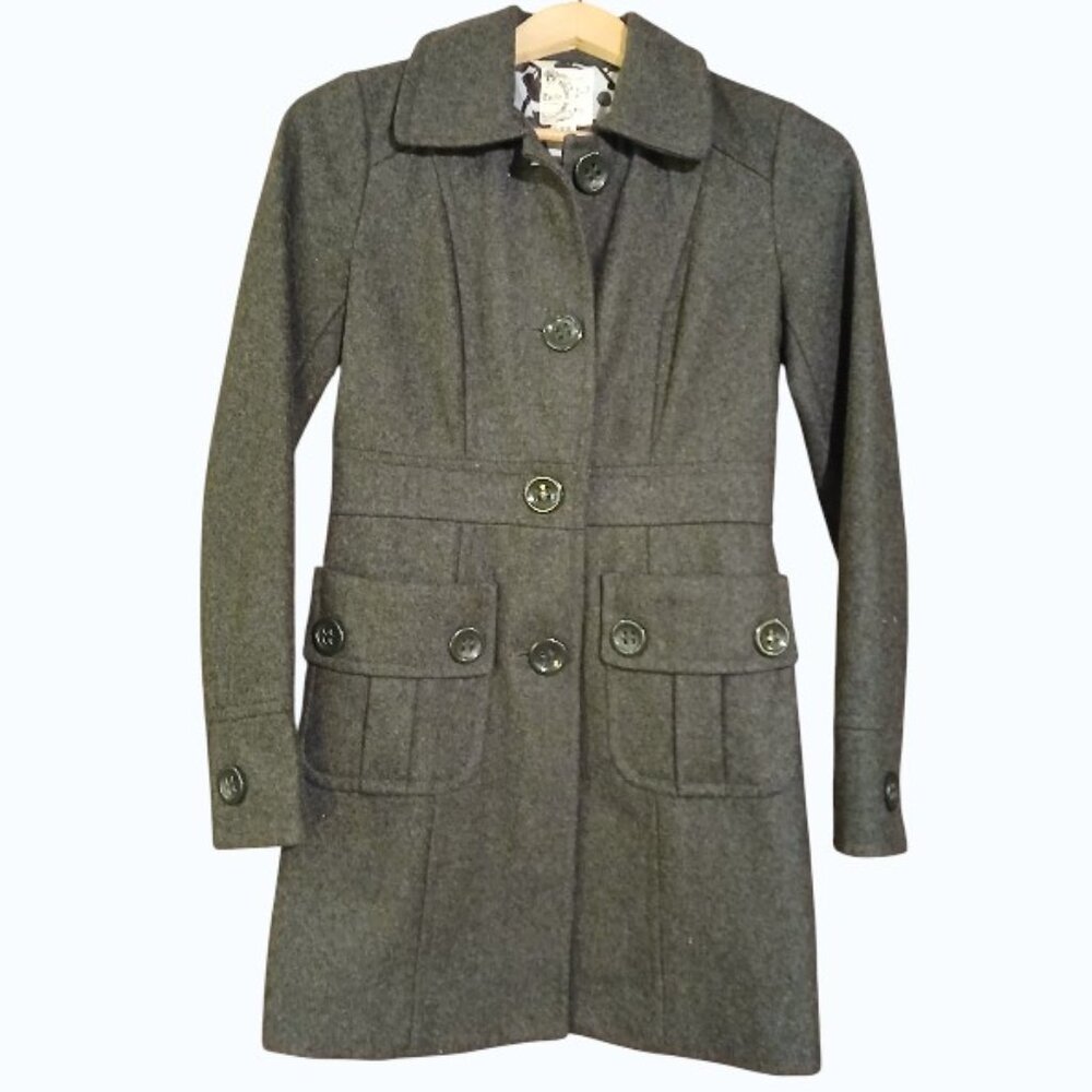 TULLE Dark Gray Long Wool Peacoat XS - Picture 4 of 9